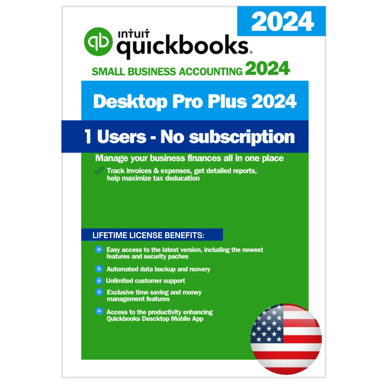 QuickBooks Desktop Pro Plus 2024 Digital License Key – Lifetime Access – USA Version (1 User)
