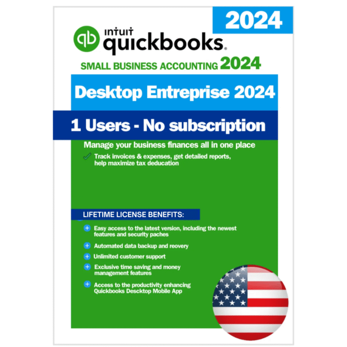 QuickBooks Desktop Enterprise 2024 USA Version Digital License Key – Lifetime Access (1 User)